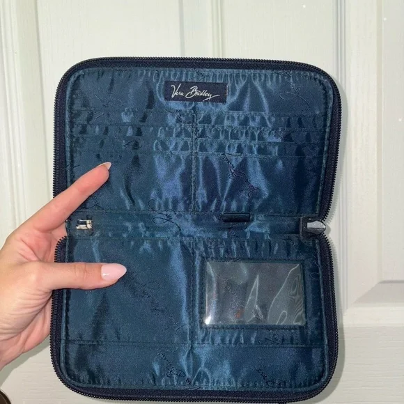 Vera Bradley Navy Teal Floral Zip Wallet - Picture 2 of 2